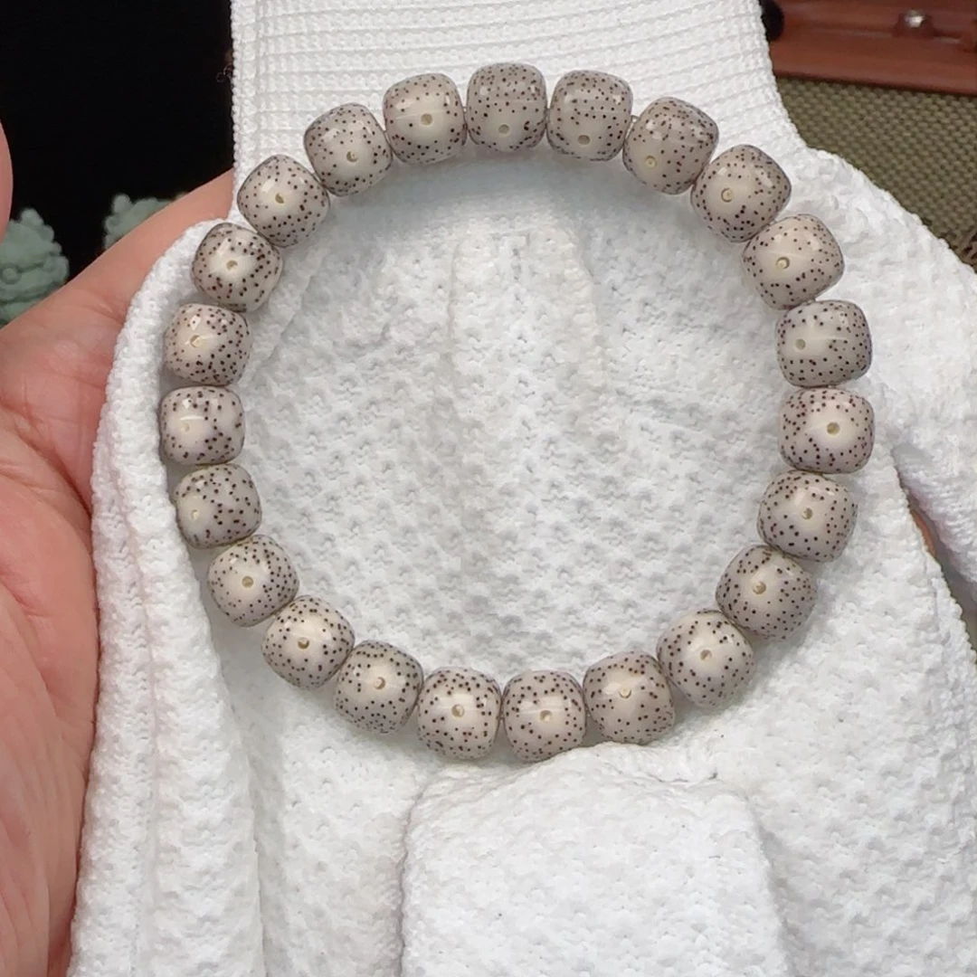 星月菩提手串骨瓷白月留白针尖星10*9