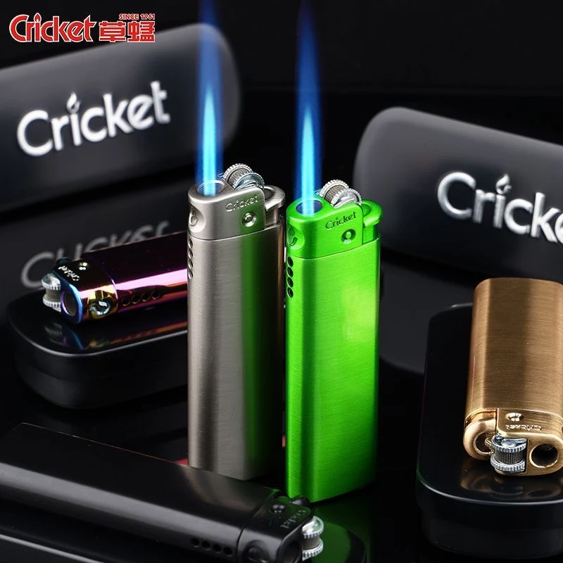 正品草蜢防风金属拉丝砂轮直冲可充气打火机适合家用送礼