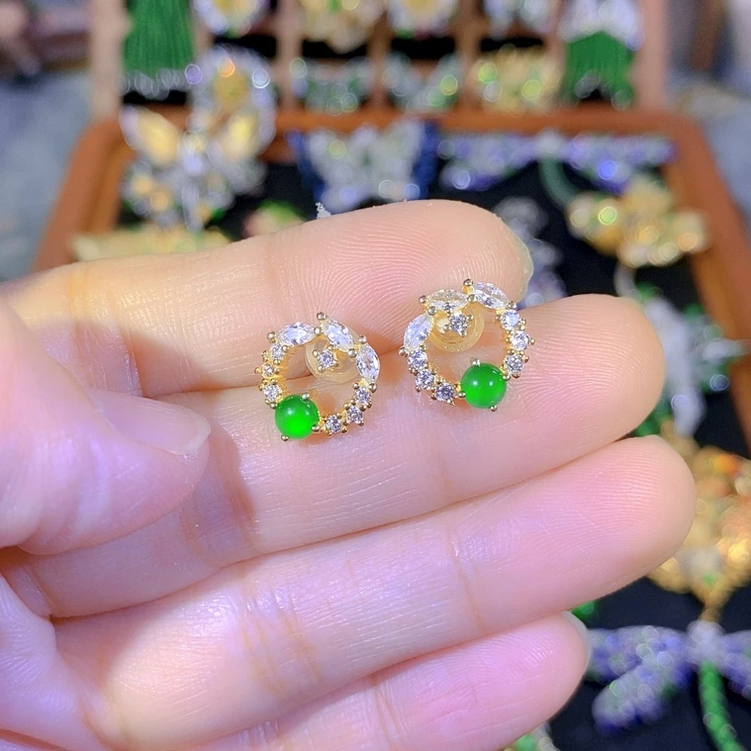 吊坠(不含链)银S925镶嵌翡翠