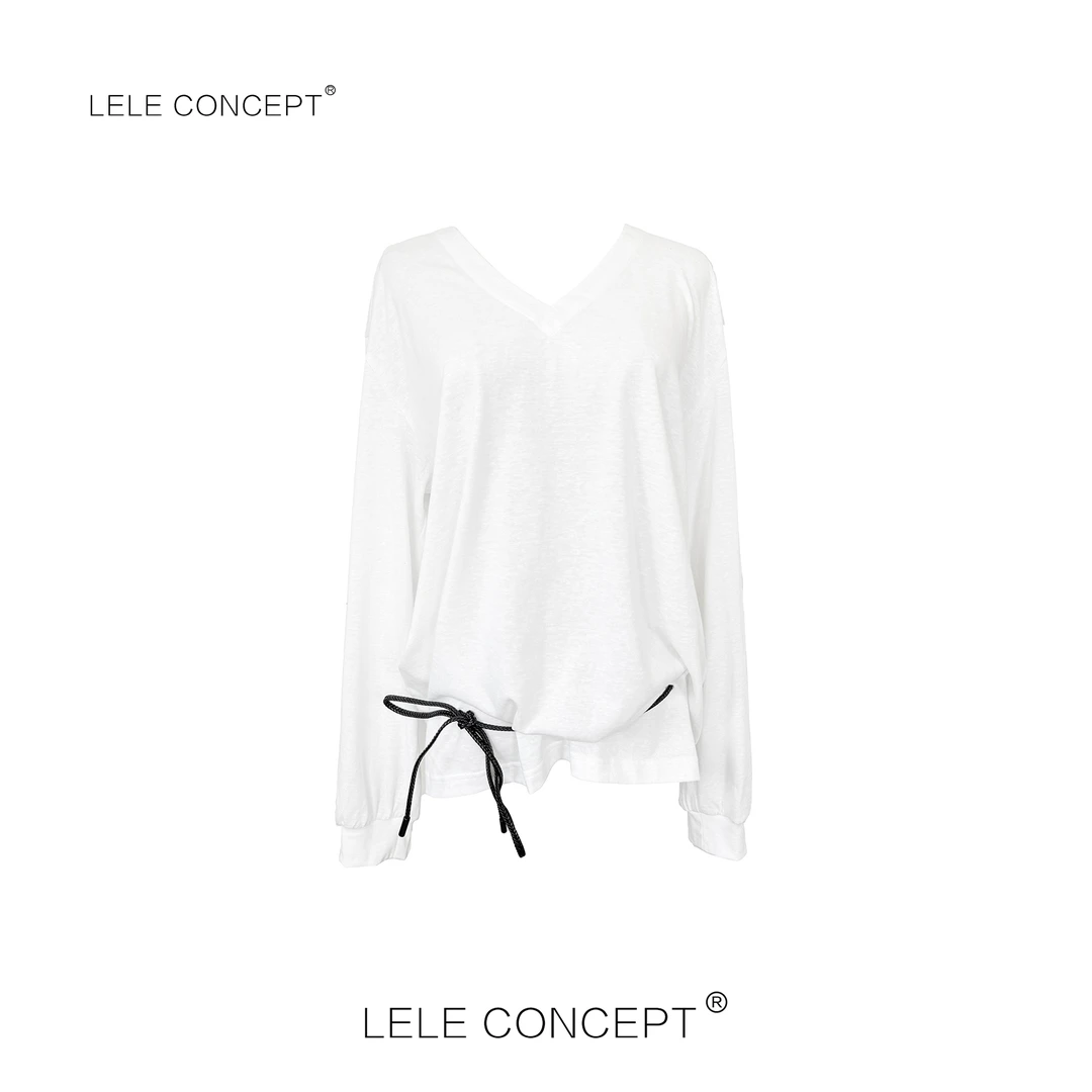 LELE CONCEPT丨【如一】早秋时尚气质设计款V领长袖T恤TX133