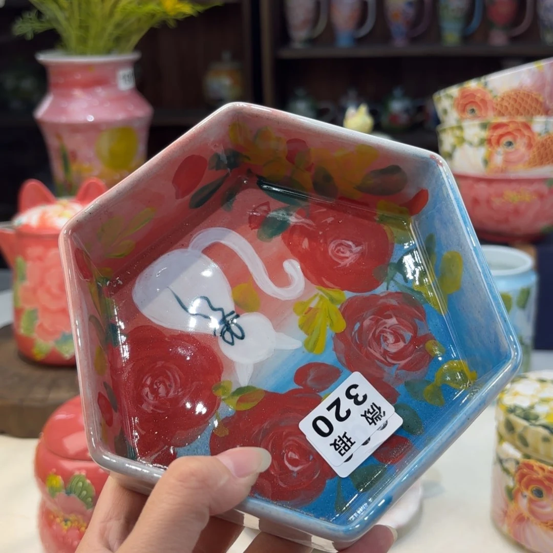 瓷片钮****儿景德镇手绘高温釉下彩陶瓷茶具