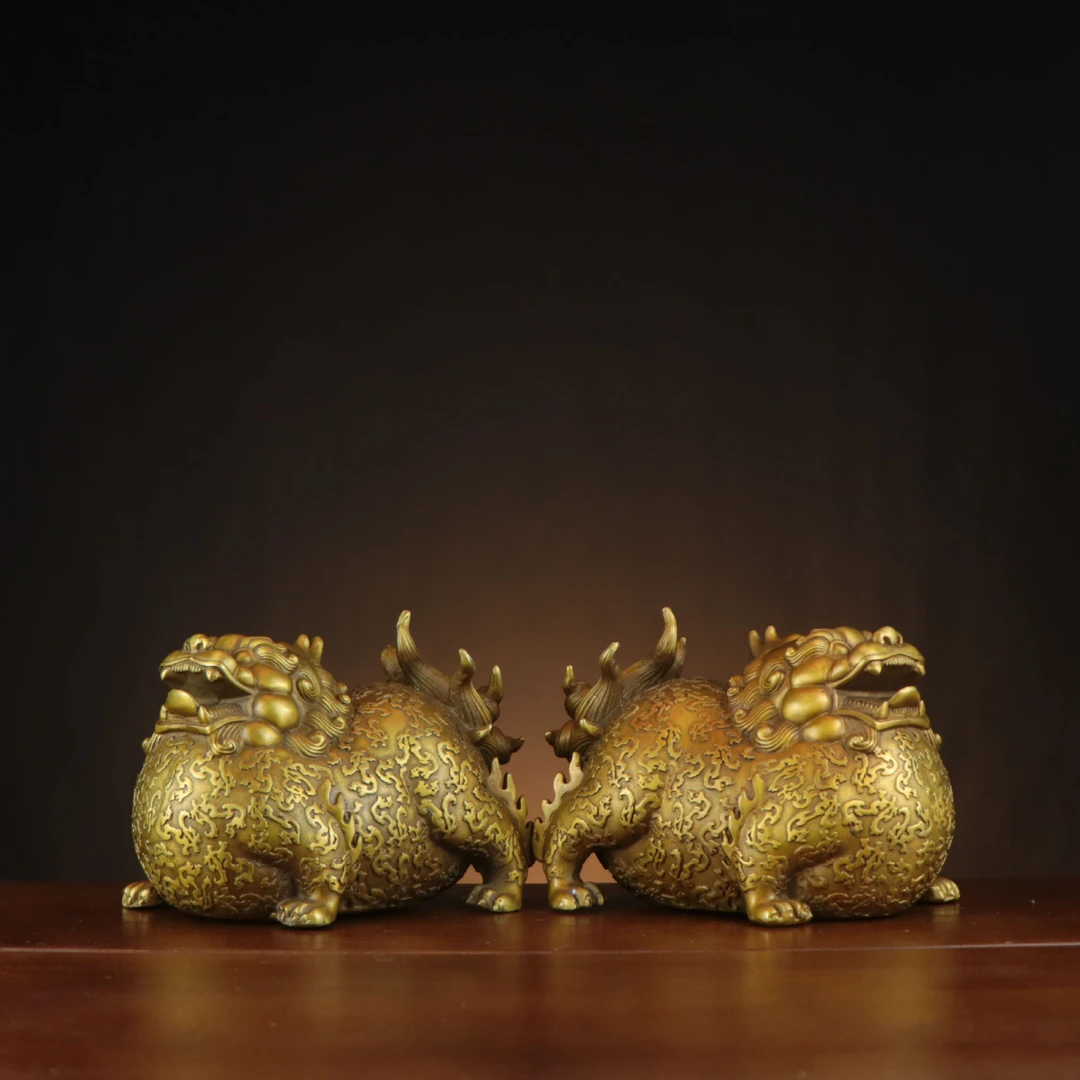【师傅推荐】黄铜貔貅招财镇家玄关黄铜大肚貔貅皮丘纳福聚财神兽