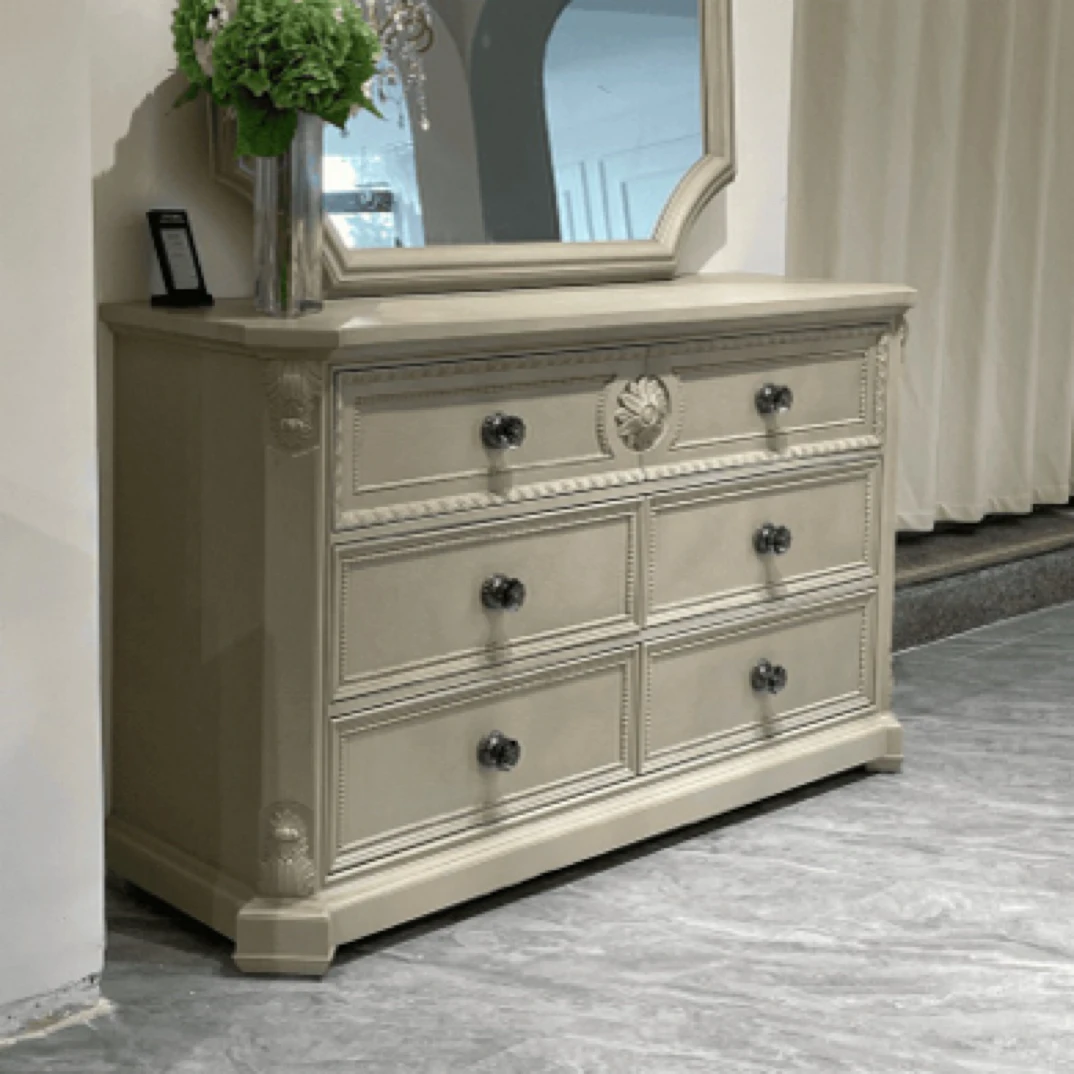 美式实木六斗柜建筑复兴玄关柜雕花餐边柜卧室做旧储物门厅柜