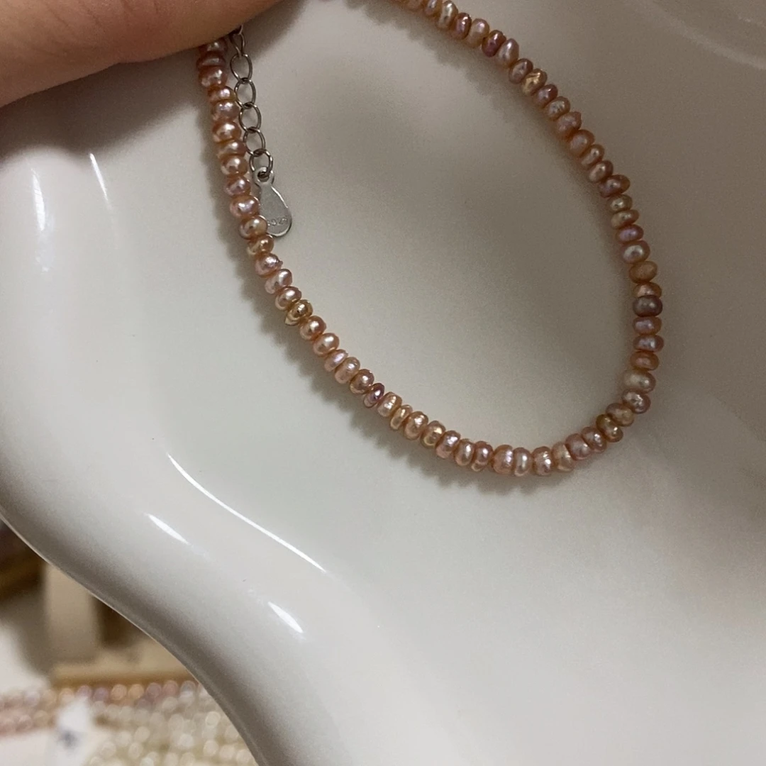 手绳银S925镶嵌淡水珍珠