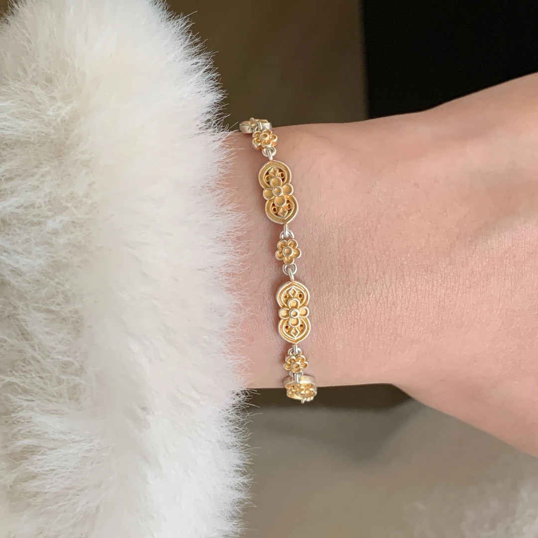 足银手链 燕归yangui“梦桃春玉”足银999.9手链