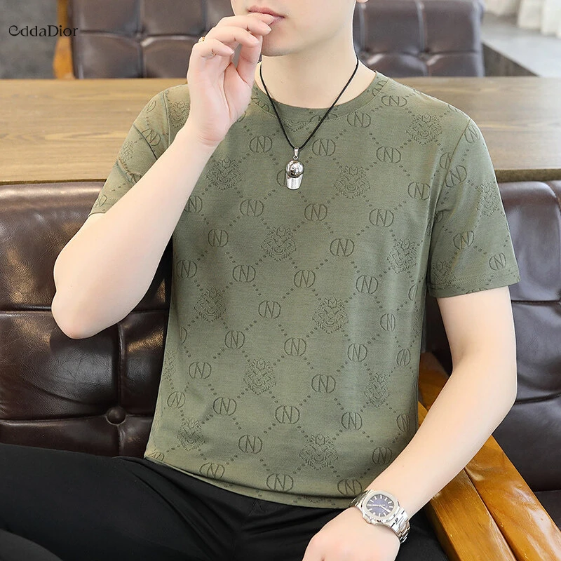Edda Dior法国轻奢品牌提花冰丝镂空t恤男2025新款短袖夏季薄款休