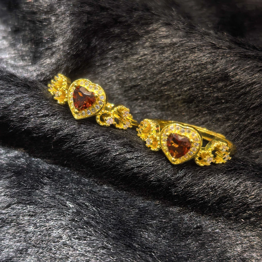 江德洋珠宝CT3231星辰酒红石榴石爱心戒指-多样性发货只发一件