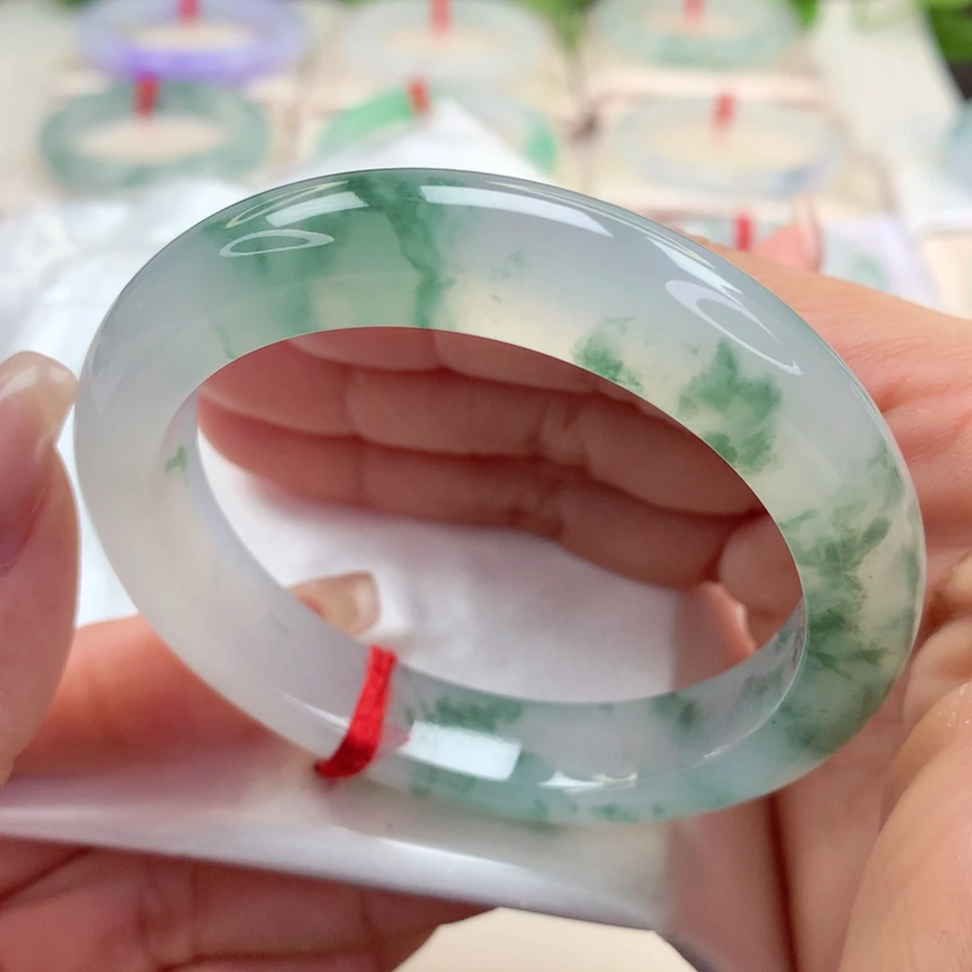 未镶嵌手镯翡翠56.8繁花似锦 冰胶 起光 纯净 小柒