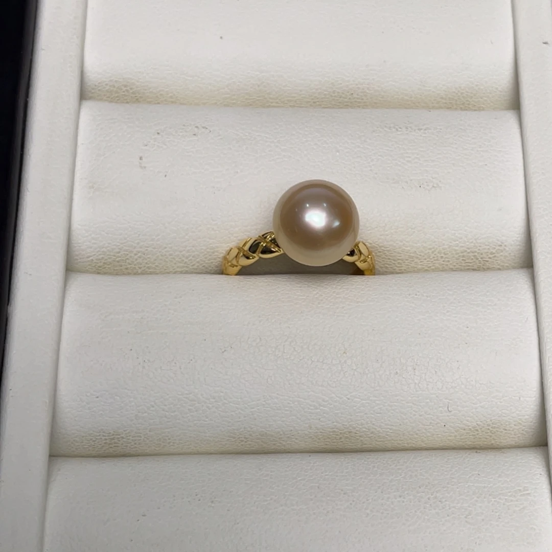 海水珍珠戒圈银S925镶嵌奶***包