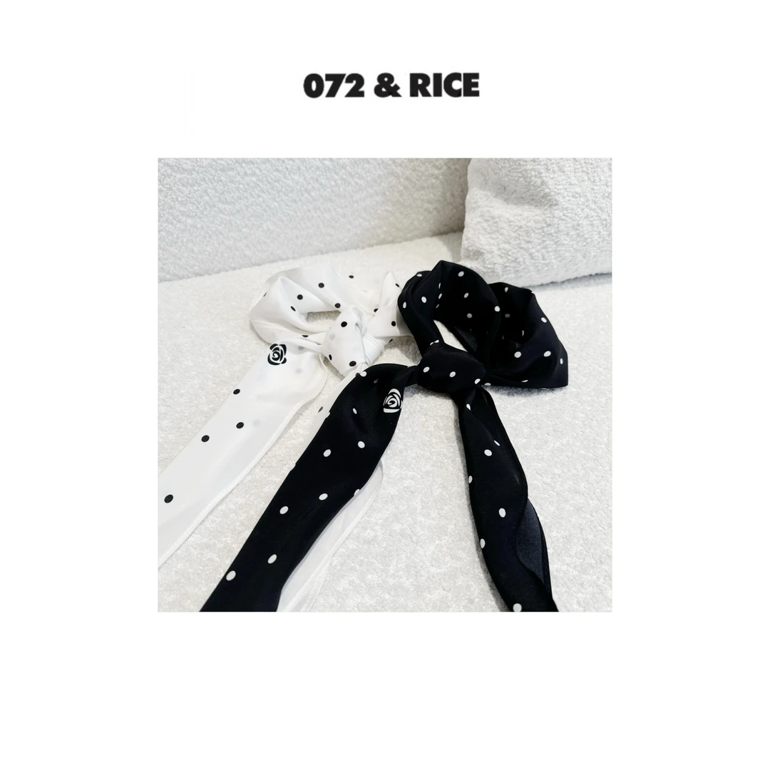 072 & RICE【山茶丝巾】时尚百搭休闲波点方巾 FD0171