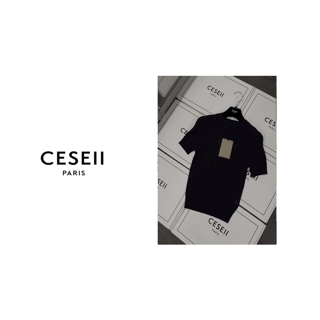 【25XJ546】2025春夏顶版时尚菱格14针细腻柔软高弹针织短袖上衣