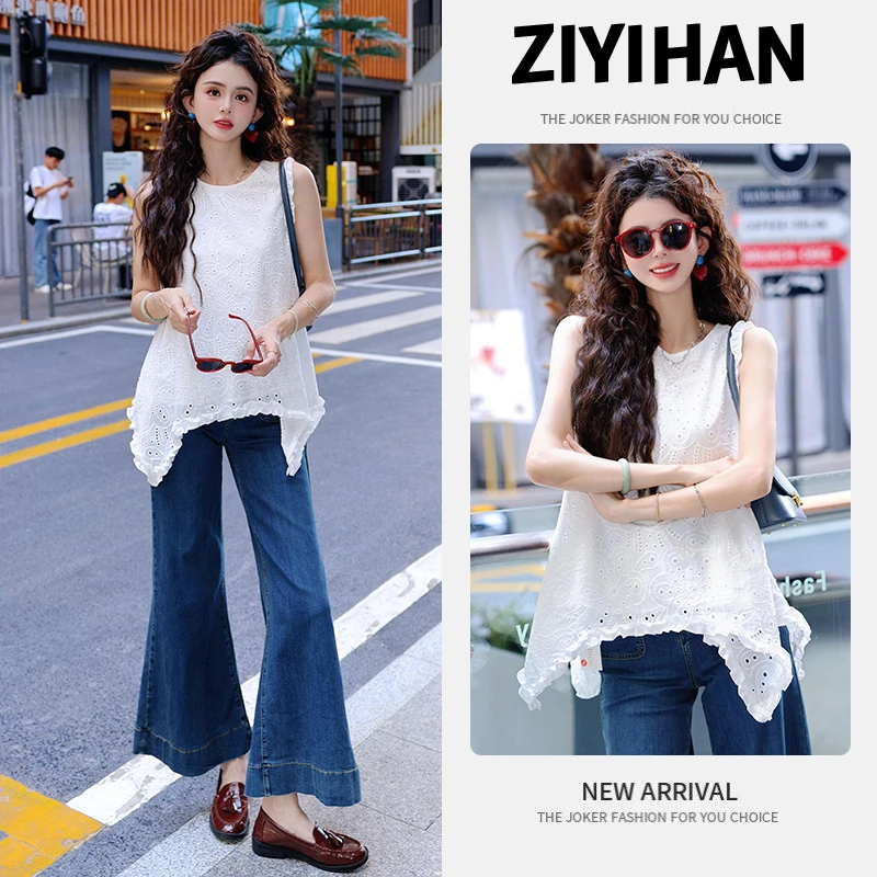 2025年夏季新款韩版时尚高级感背心吊带女纯色休闲复古设计感上衣