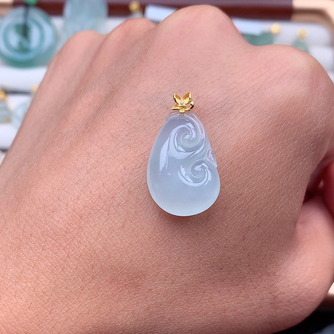 翡翠18K金镶嵌吊坠(不含链)