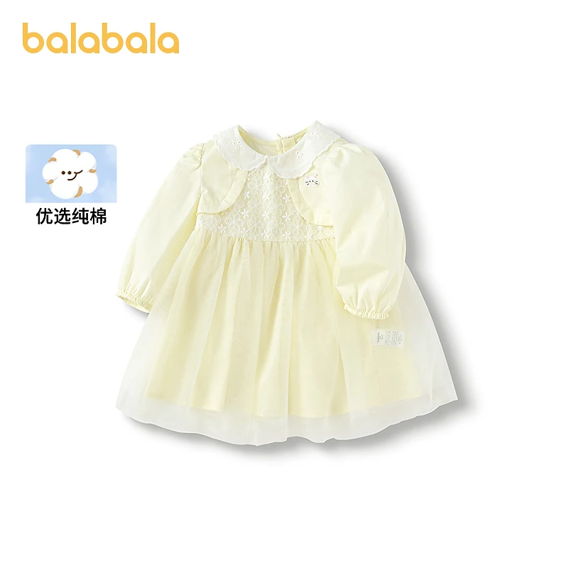 巴拉巴拉宝宝连衣裙儿童裙子2025春新款女童文艺甜美萌娃公主裙