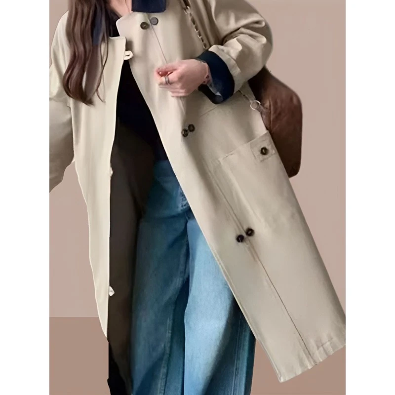 特大码300斤胖虎MM春秋季新款中长款风衣宽松百搭设计感大衣外套