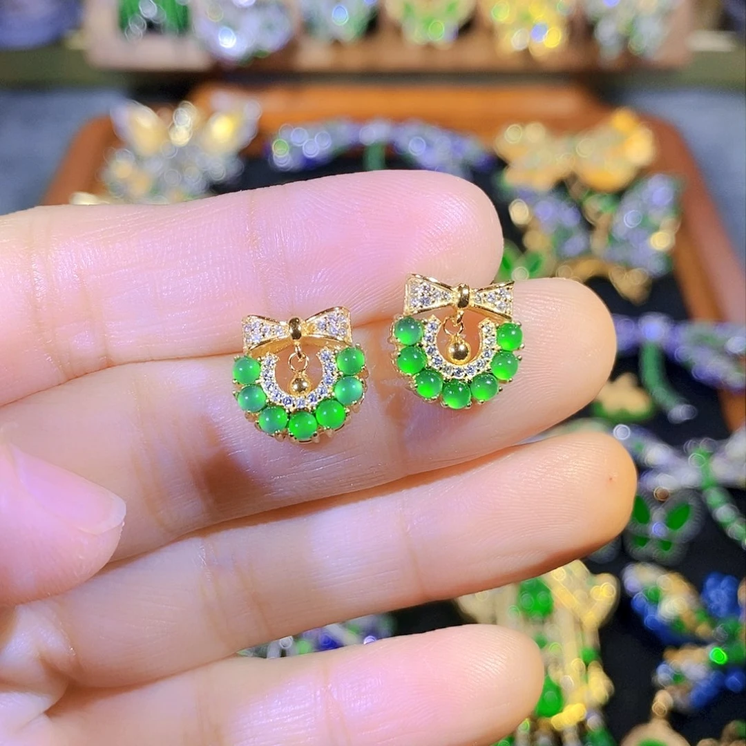 吊坠(不含链)银S925镶嵌翡翠