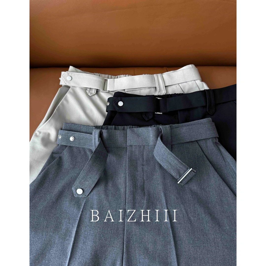 BAIZHI「调节扣直筒裤」春夏TR慵懒直筒透气抗皱长裤男士