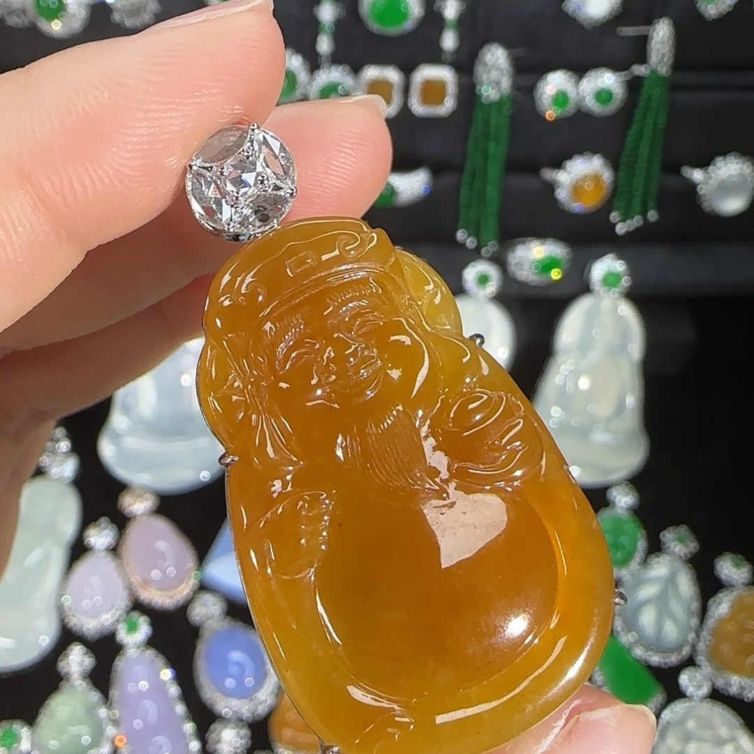 翡翠18K金镶嵌颈饰天然翡翠