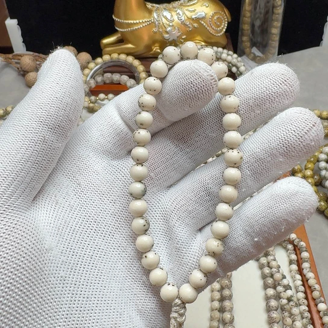 手串星月菩提石玉料7/7糯冰料圆珠手持通体留白小细星