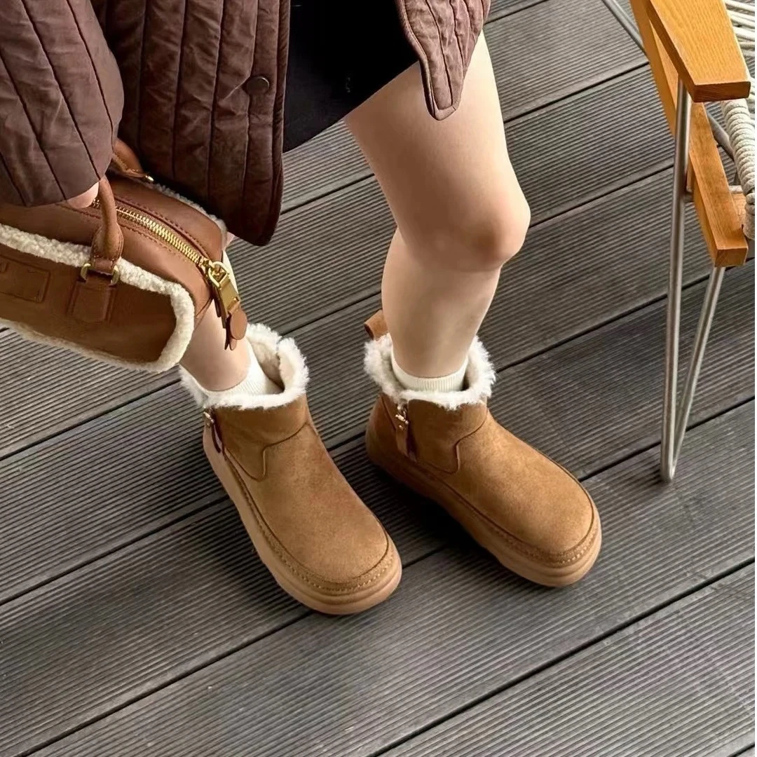 冬季加绒加厚保暖雪地靴皮毛一体时尚百搭厚底棉靴/DFD5275