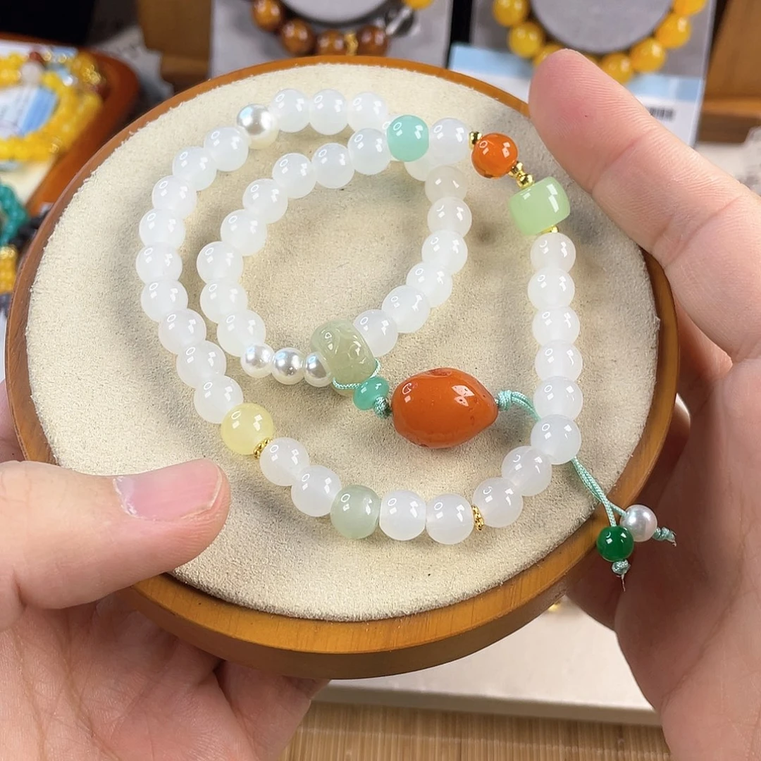 琥珀手饰银S925镀金镶嵌
