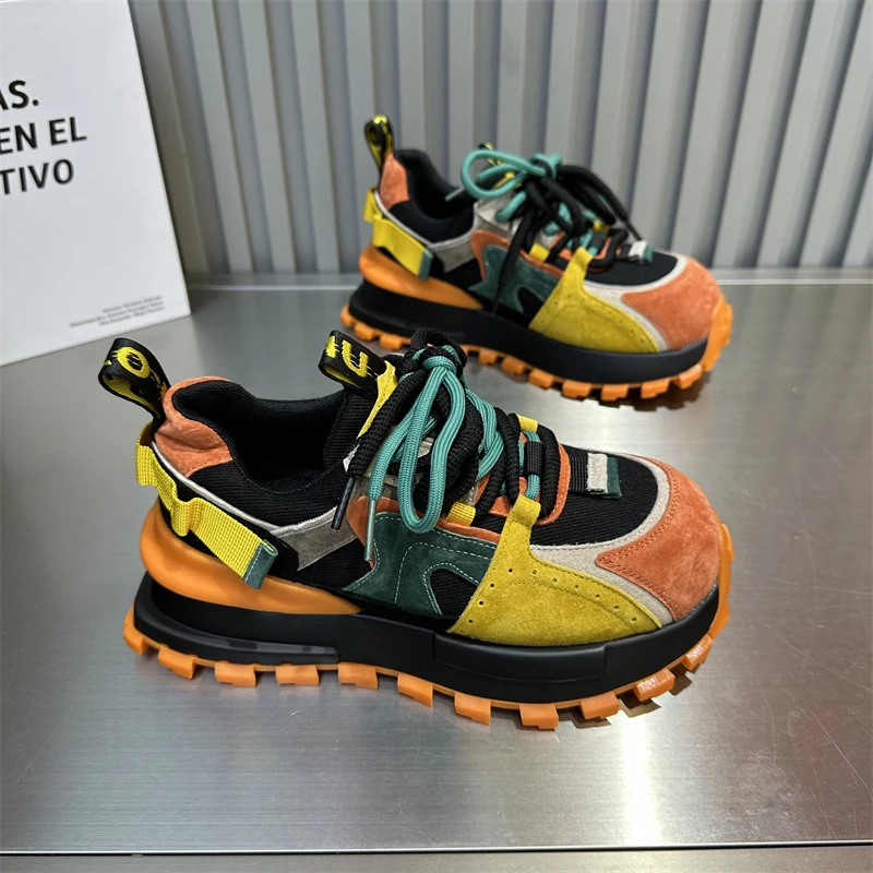 女款休闲百搭时尚复古厚底秋季拼色舒适系带秋冬ins新款潮流潮鞋