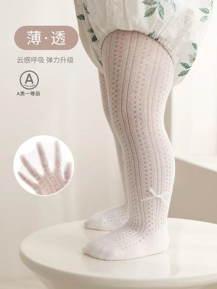 女童连裤袜夏季婴儿宝宝蝴蝶结打底裤女孩满月周岁夏日连脚打底袜