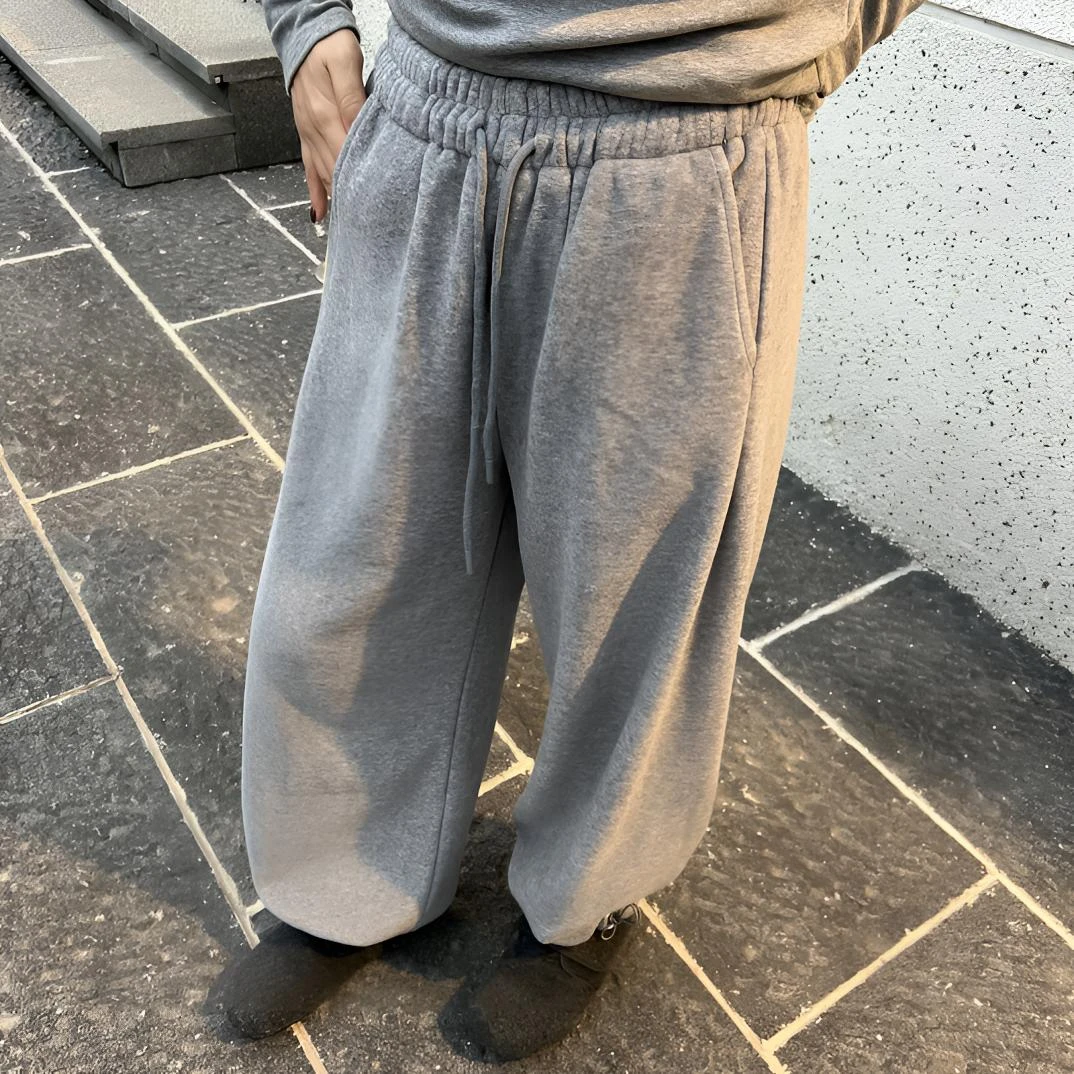 YanJie臻选·加绒加厚美式慵懒风抽绳卫裤显瘦休闲百搭163款