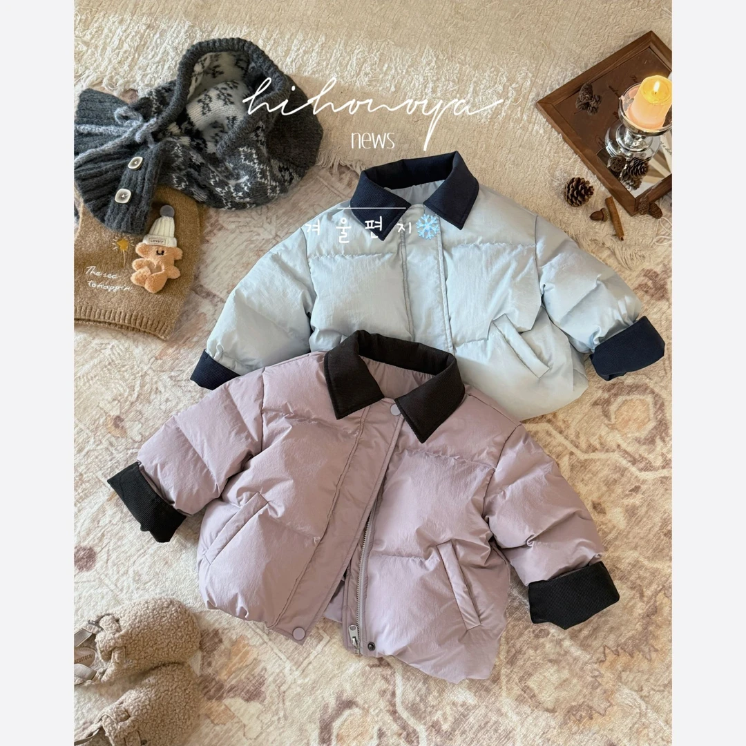 【棉花糖】九Hihoniya~2025冬季亲子撞色灯芯绒拼接厚款羽绒服