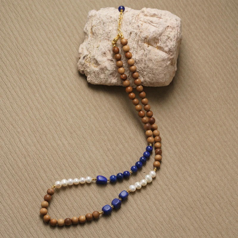 【雅·蓝调时刻】老山檀0.6青金石锁骨链（多样性发其一）