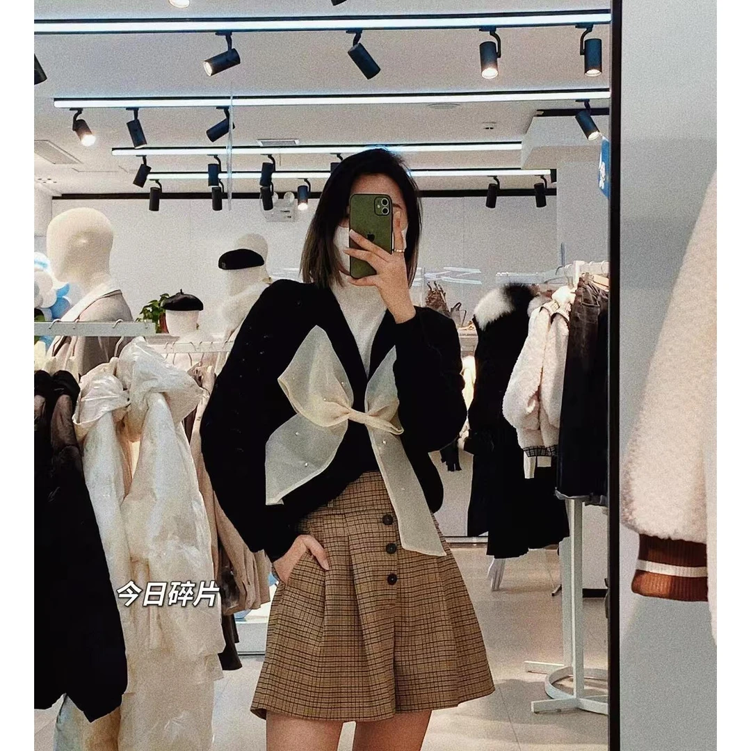 599【0434】格纹高腰裙裤(不含配饰)