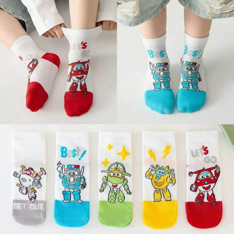 儿童袜子男童女童春夏季网眼薄款卡通运动袜学生短袜吸汗防臭棉袜