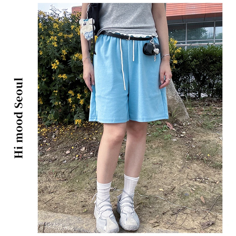 【金恩慧欧尼Hi mood】编织抽绳纯色简约运动风四分短裤