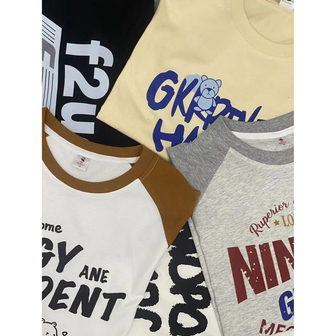 茹茹【B101-B175】重磅纯棉宽松字母印花短袖T恤