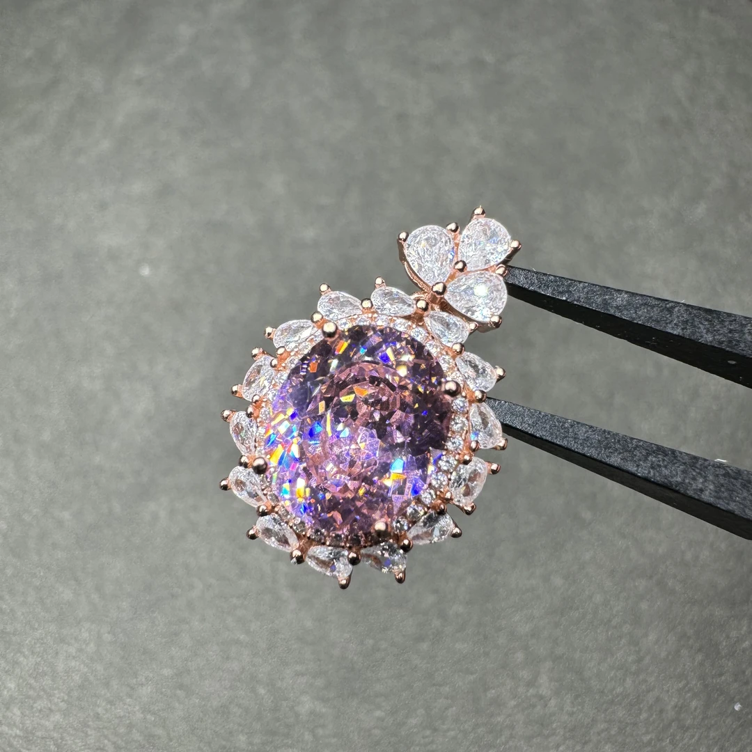 吊坠925银 轻奢  925 樱花粉碧10*12  吊坠045