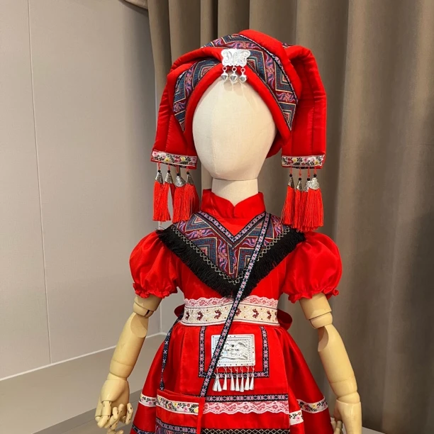 南宁现货 升级面料三月三重工洛丽塔蓬蓬 壮族苗族民族服装女童款