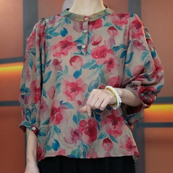 【出口原单】T1023 2025年新款气质柔软亲肤丝滑显瘦高级小衫