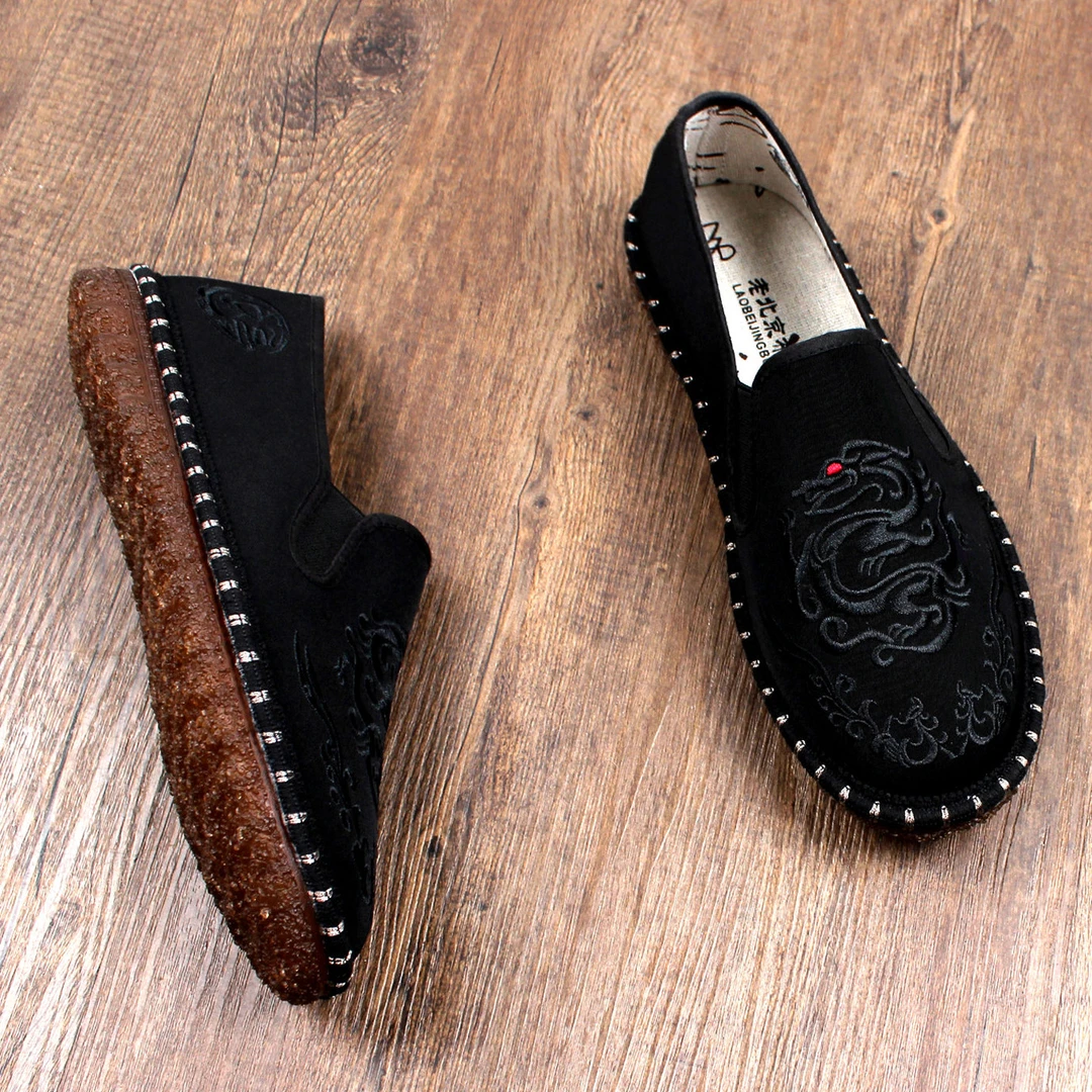 2025新款秋季老北京布鞋男软底透气刺绣民族风中式耐磨牛筋底防滑