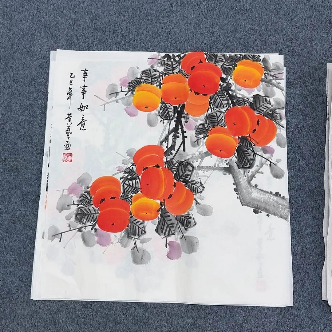 国画尺寸尺寸50x50纯手绘作品