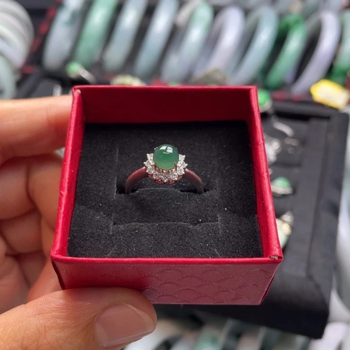 翡翠银S925镶嵌戒指翡翠戒指