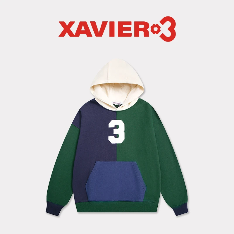 【线下同款】X3解构风多色拼接春季潮流美式卫衣男女同款情侣装宽松