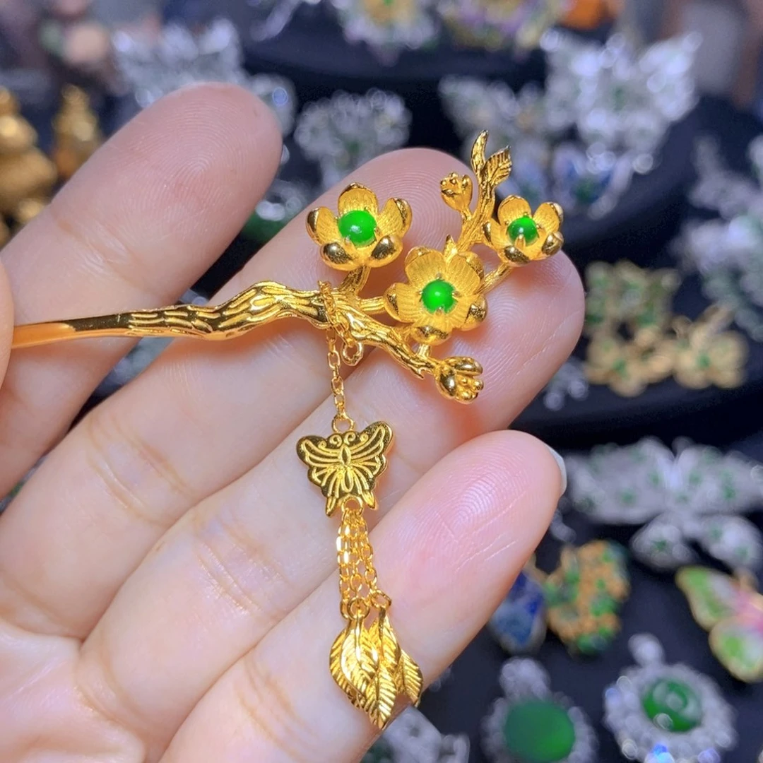 翡翠银S925镶嵌吊坠(不含链)天然翡翠