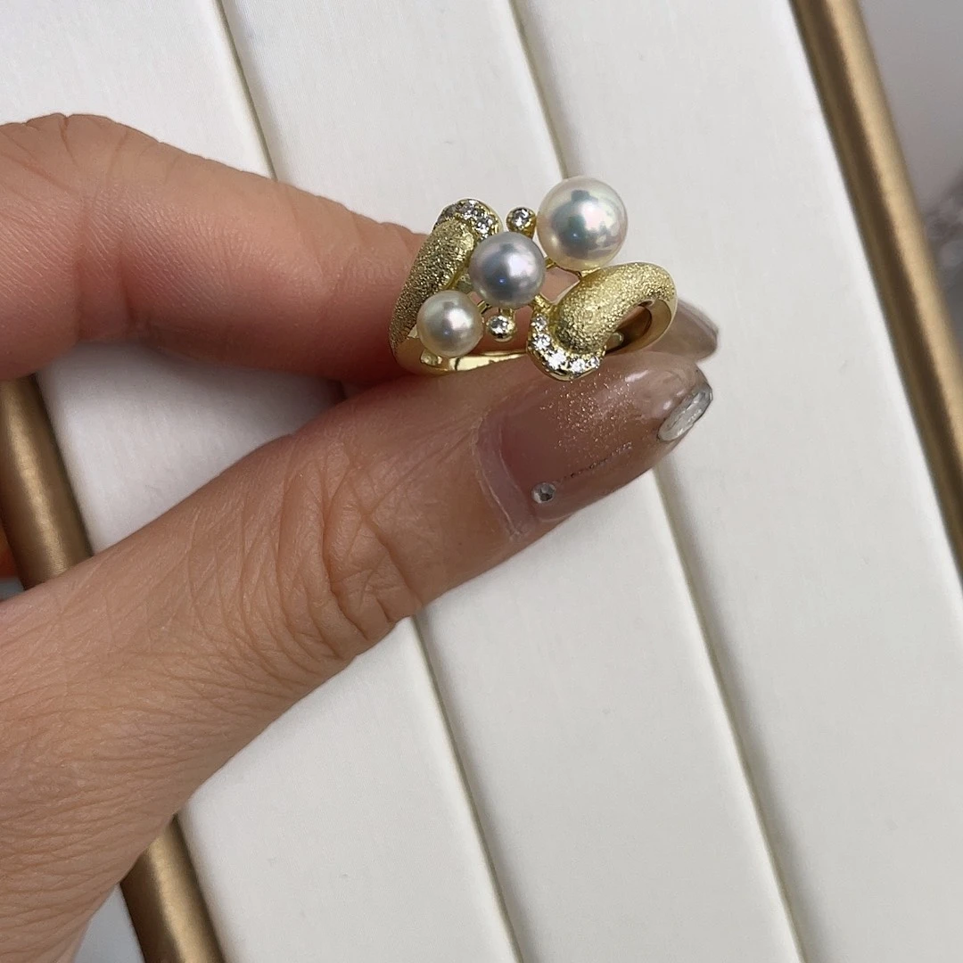 戒指海水珍珠银S925镶嵌