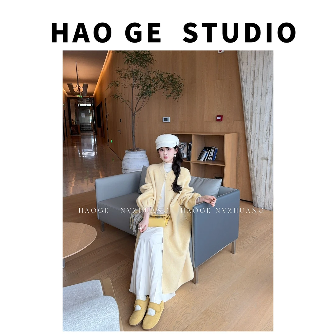 浩哥严选●冬日颂歌HGQ5DY4026A羊毛混纺大衣预（不可机洗）简版气质