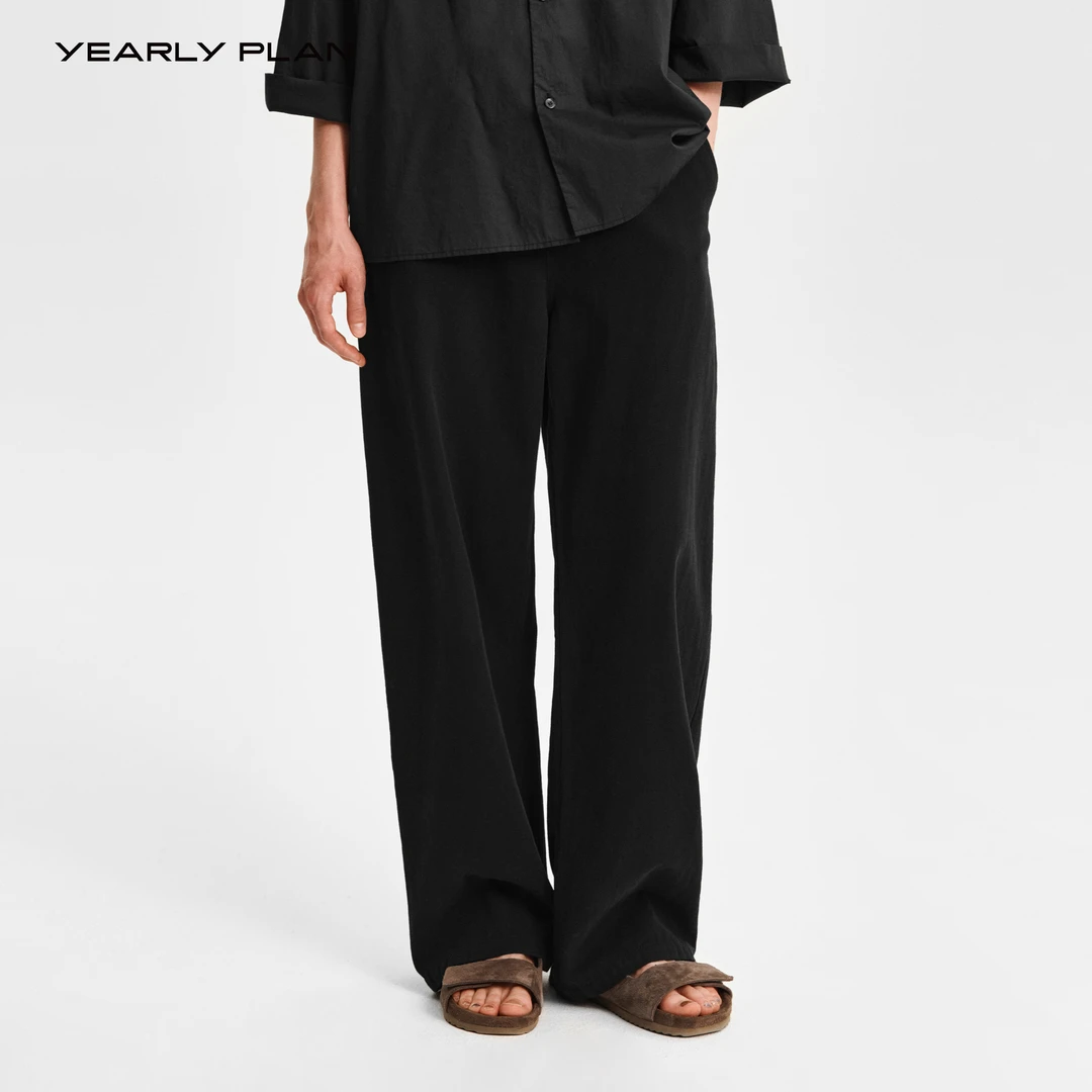 YEARLY PLAN【天然抗菌亚麻棉】简约舒适中腰棉麻香蕉裤 2501休闲