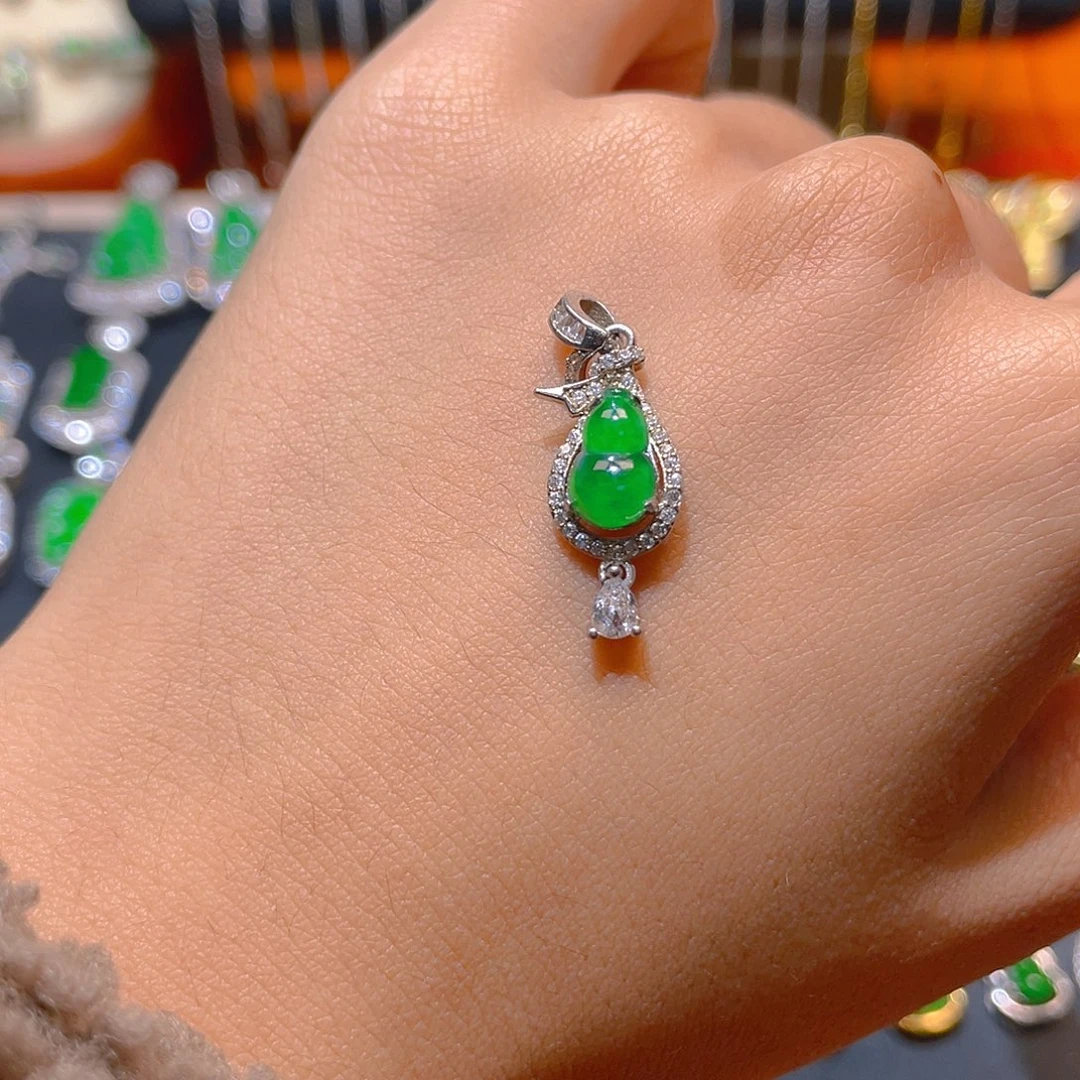 翡翠银S925镶嵌吊坠(不含链)