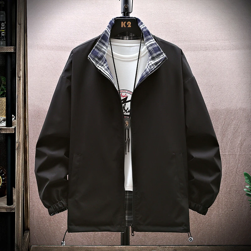 西部公羊春季新款双面穿外套日系美式休闲行政夹克男潮流百搭上衣