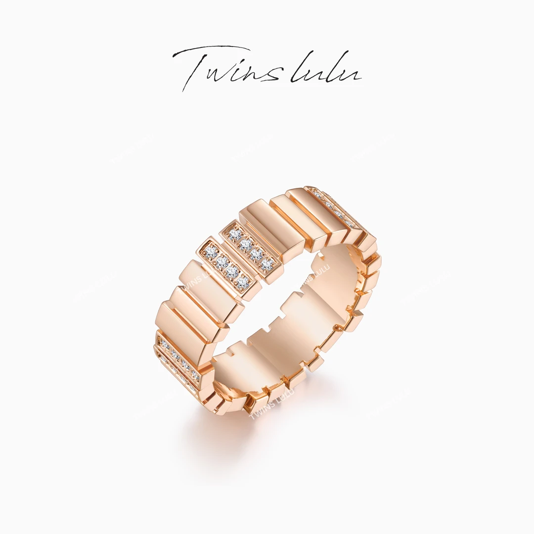 TWINS LULU 流光风 轻奢时尚简约百搭精致几何型戒指TSS7754