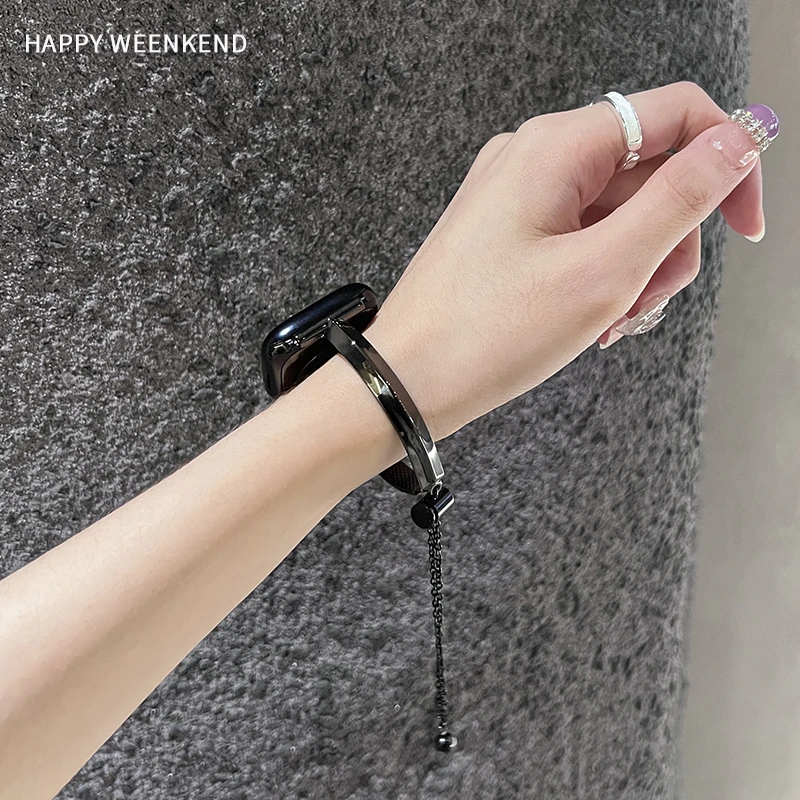 高级感简约手镯式表带链适用于苹果手表applewatch11代SE1089表带