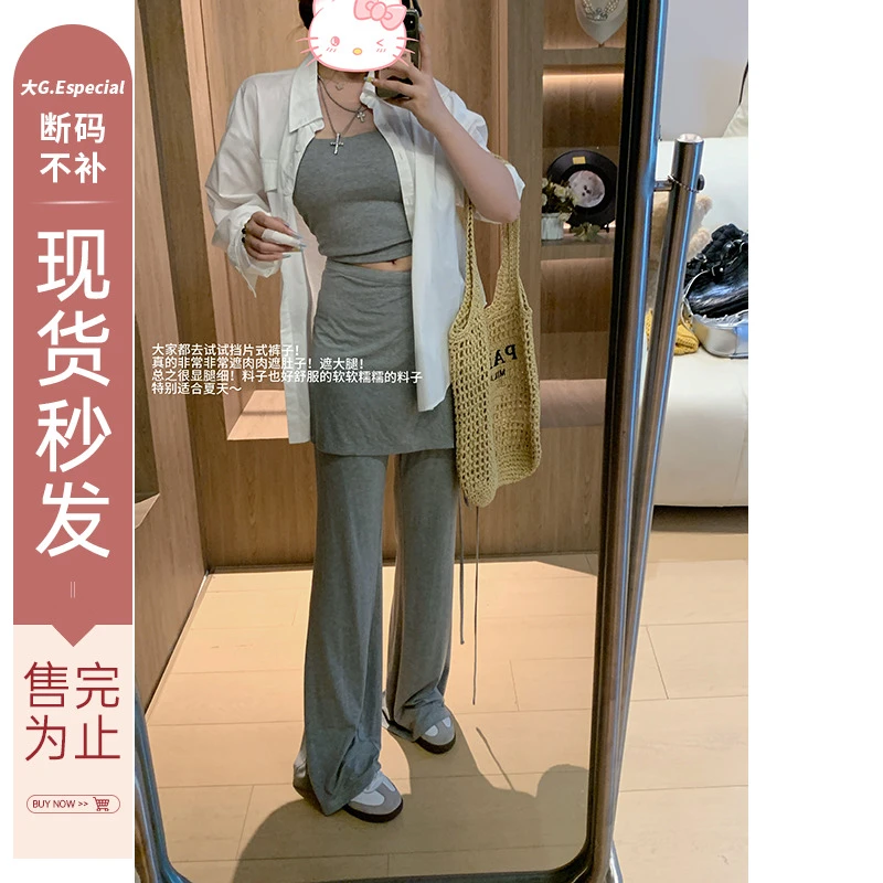 大G.Especial【露思裤】春秋皮帘遮肉显瘦卫裤套装K425K06175